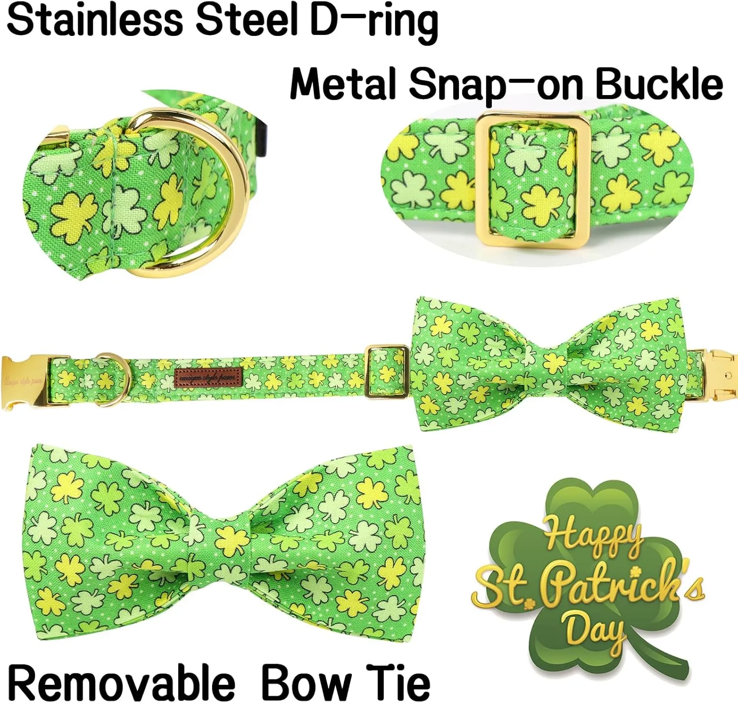 Unique style paws St. Patrick's Day Dog Bandana Clover Bandanas with Flower for Small Medium Large Boys Girls Dogs