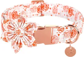UP URAR PUP Valentine's Dog Collar With Flower for Puppy Girl Dog or Cat, Gift Collar With Metal Buckle, Wedding Dog Collar, White, XS