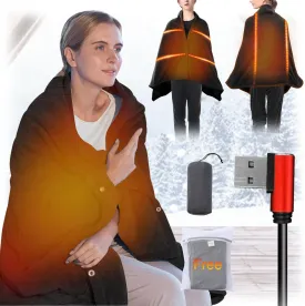USB Heated Blanket Battery Operated - Upgrade Portable Electric Blanket Rechargeable Cordless Heating Throw (Battery Not Included)