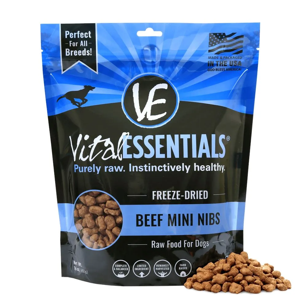 Vital Essentials Freeze Dried Grain Free Beef Mini Nibs Entree for Dogs Food
