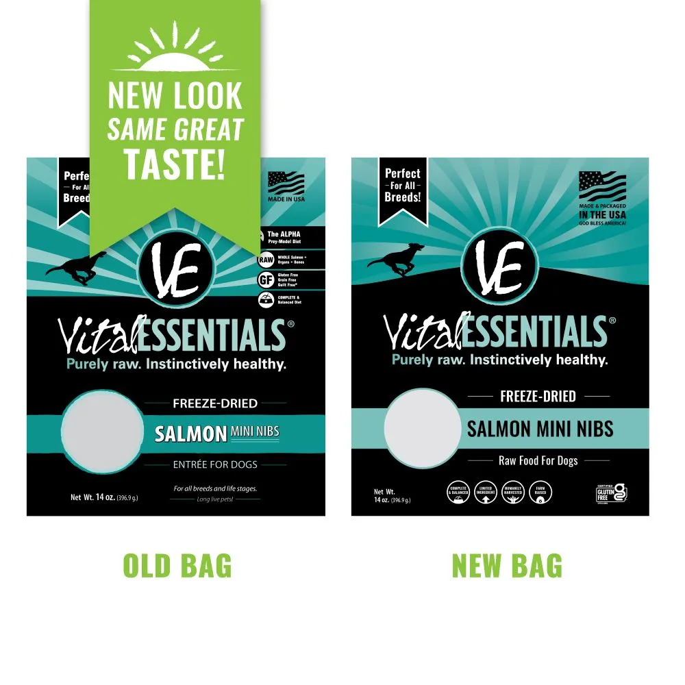 Vital Essentials Freeze Dried Grain Free Salmon Mini Nibs Entree for Dogs Food