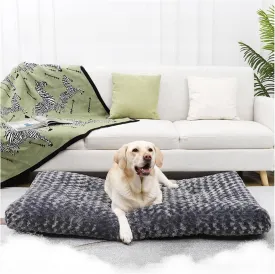 Washable Dog Bed Deluxe Plush Dog Crate Beds Fulffy Comfy Kennel Pad Anti-Slip Pet Sleeping Mat (41.0" L x 27.0" W x 4.0" Th)