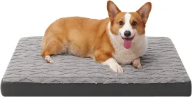 Waterproof Dog Crate Bed - Soft Fluffy Memory Foam Dog Bed with Anti-Slip Bottom, Machine Washable Squishmallow Pet Bed for Large Dogs, 36"x27"x3.5", Grey