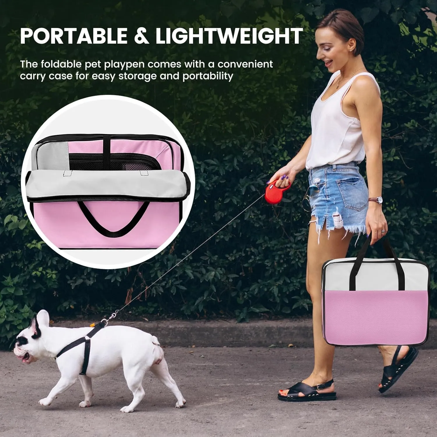 X-ZONE PET Dog Playpen Portable Pet Play Pens for Puppies, Cat, Rabbit, Chicks, Foldable Exercise Play Tent Kennel Crate, Indoor/Outdoor Travel Camping Pink Small
