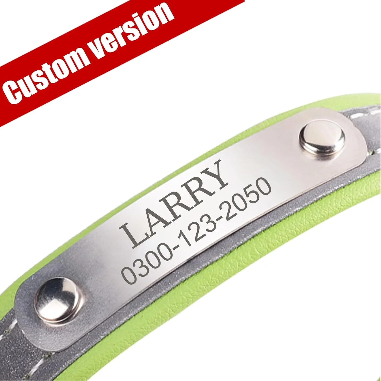 Yonsbox Custom Personalized Reflective Cat Dog Collar with Name Plate Engraved Cute Green Puppy Kitten Dog Cat Collars for Male Female Boy Girl Small Medium Large Cats Dogs