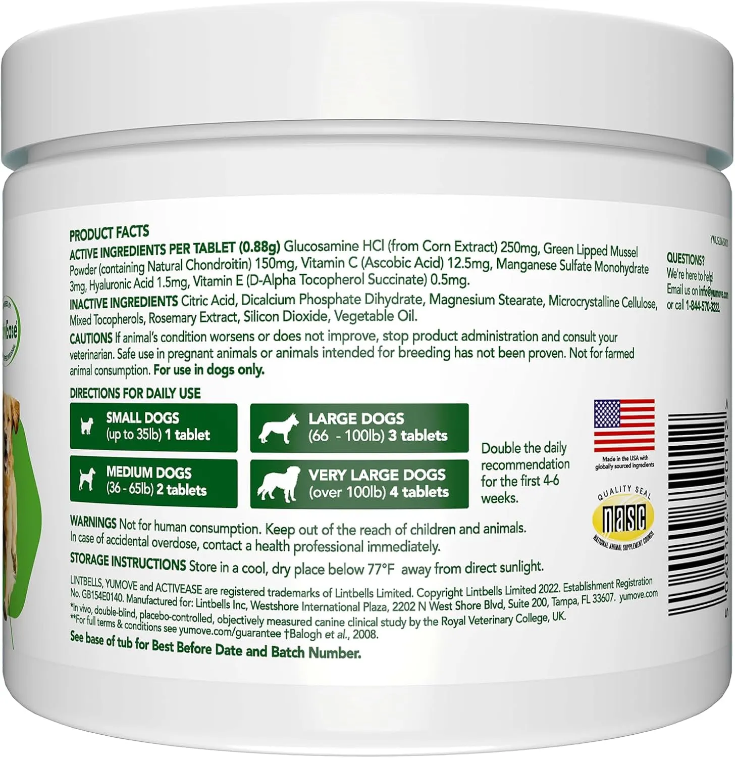 YuMOVE Hip and Joint Supplement for Dogs with Glucosamine, Green Lipped Mussel, Chondroitin, MSM, Omega 3 & Hyaluronic Acid - Joint Support Supplement - for Adult Dogs 300 Tablets